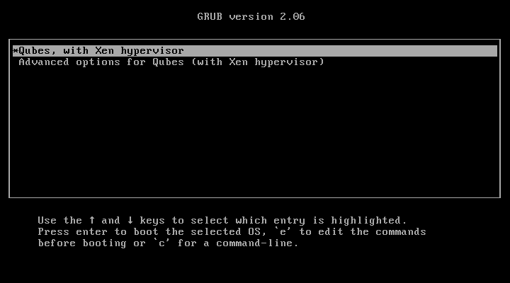 Grub boot menu